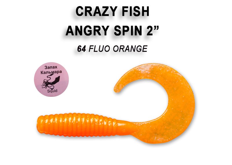 CRAZY FISH ANGRY SPIN 45 MM COLOR: 64-6 FLUO ORANGE (KALAMAR KOKULU)
