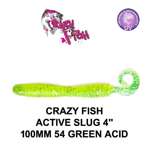 CRAZY FISH ACTIVE SLUG 100 MM COLOR: 54 GREEN ACID