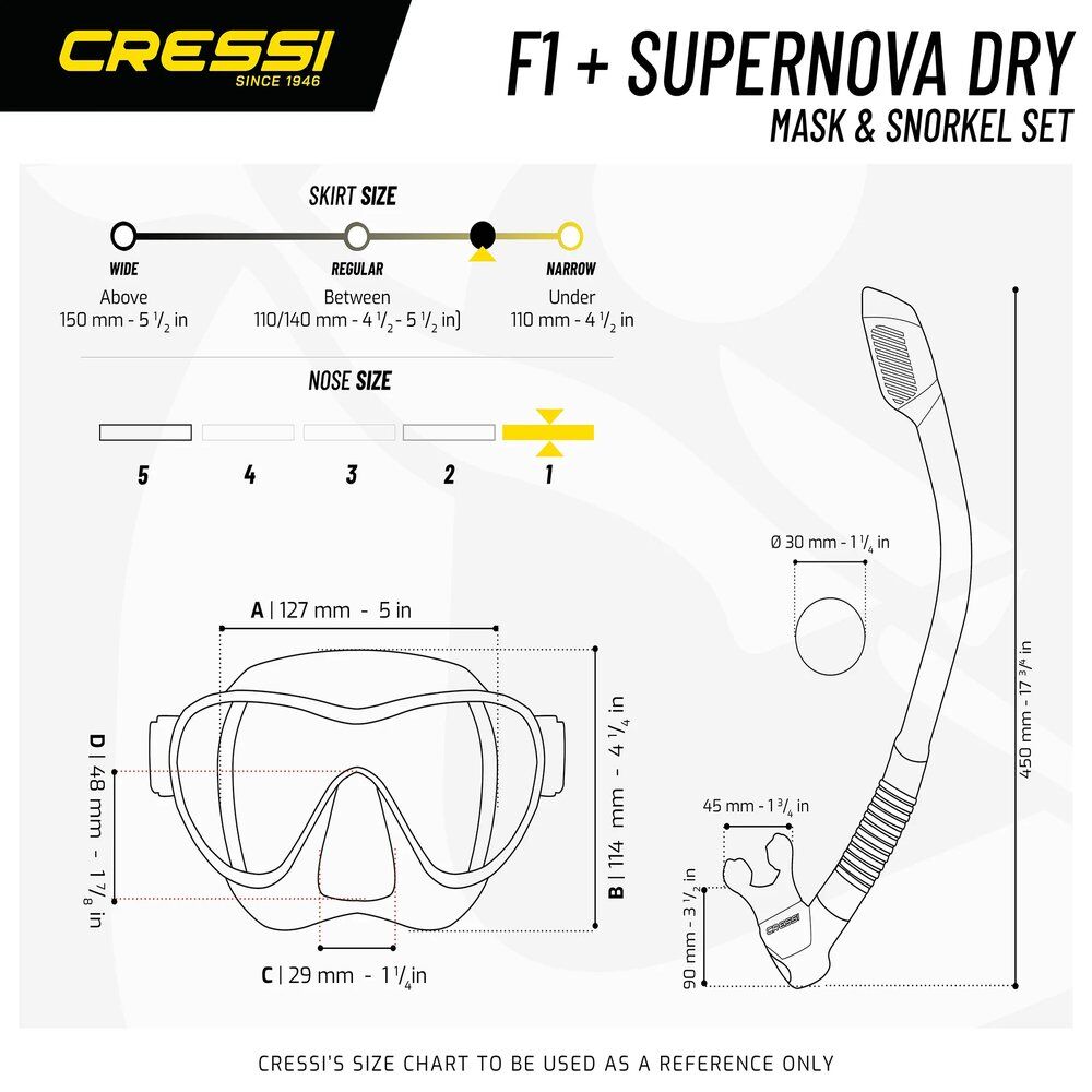 Cressi F1 Black + Dry Maske Şnorkel Seti