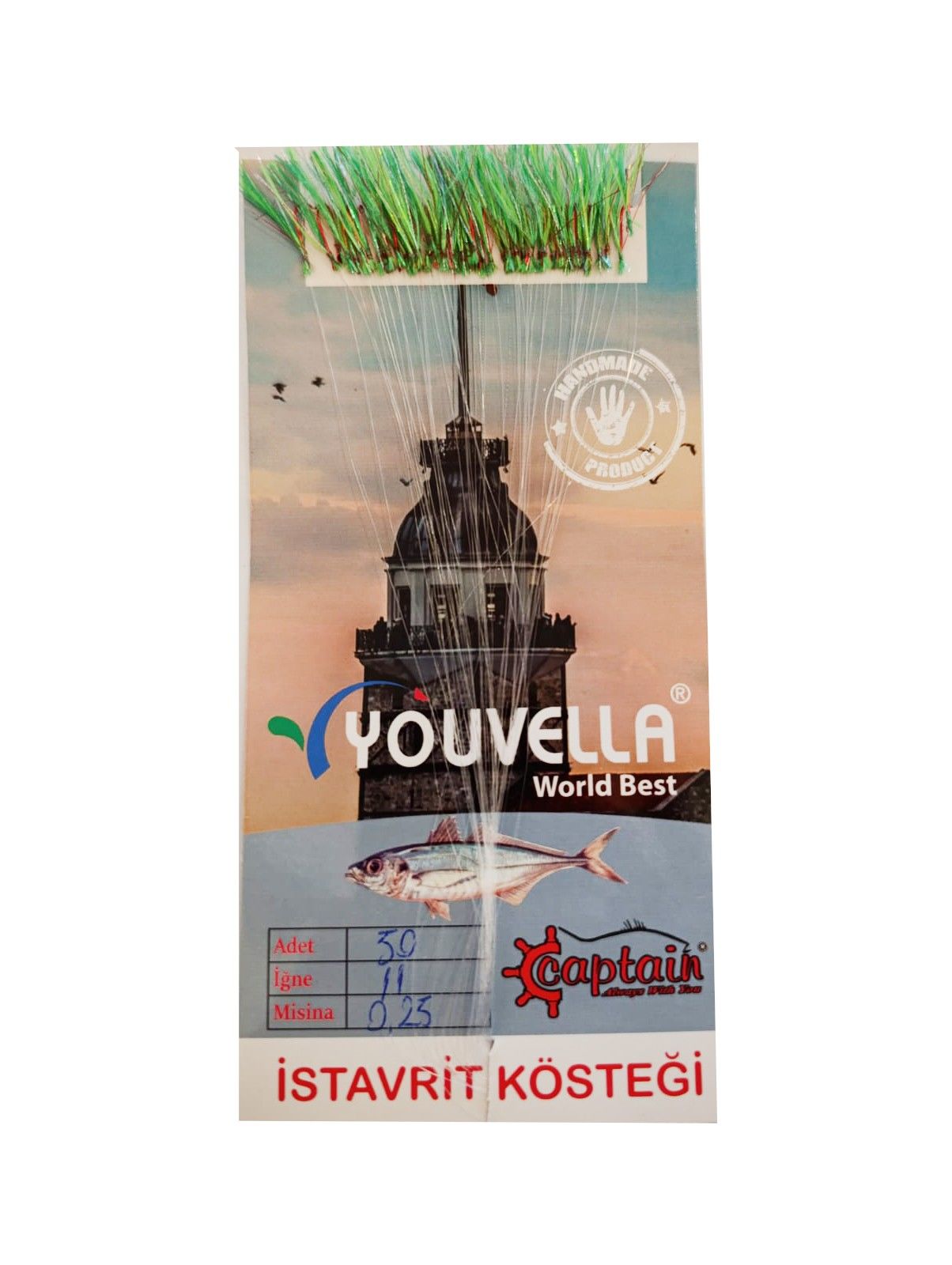 İstavrit Kösteği UV-GLOW Simli Youvella Kartonda 50 Kırmızı İğne 0.15mm Köstek 66