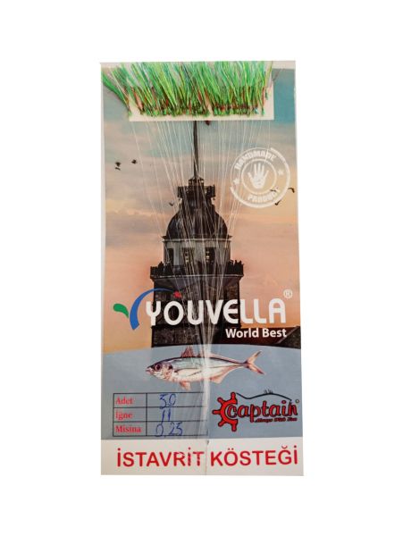 İstavrit Kösteği UV-GLOW Simli Youvella Kartonda 50 Kırmızı İğne 0.15mm Köstek 66