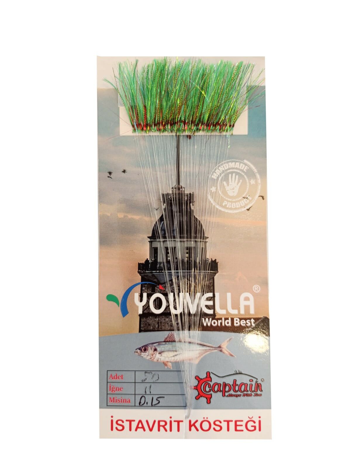 İstavrit Kösteği UV-GLOW Simli Youvella Kartonda 50 Kırmızı İğne 0.15mm Köstek 64