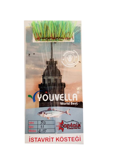 İstavrit Kösteği UV-GLOW Simli Youvella Kartonda 50 Kırmızı İğne 0.15mm Köstek 68