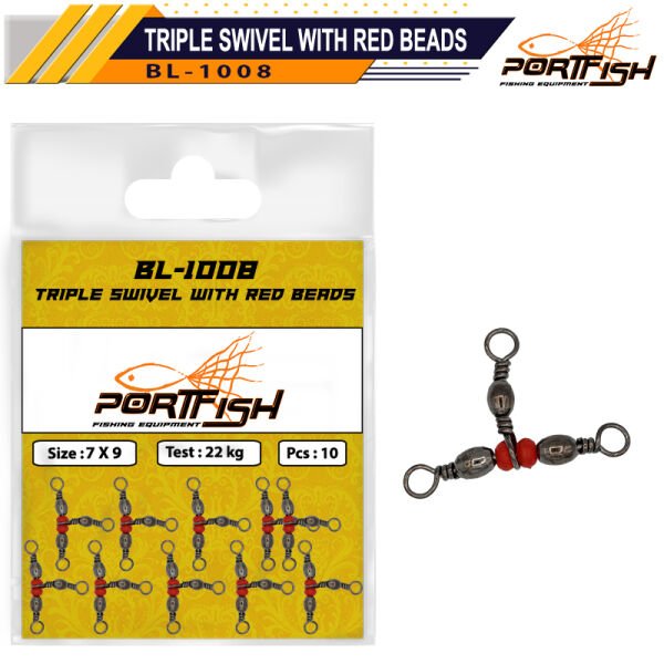 Portfish BL-1008 Üçlü Kırmızı Boncuklu Fırdöndü 3*5