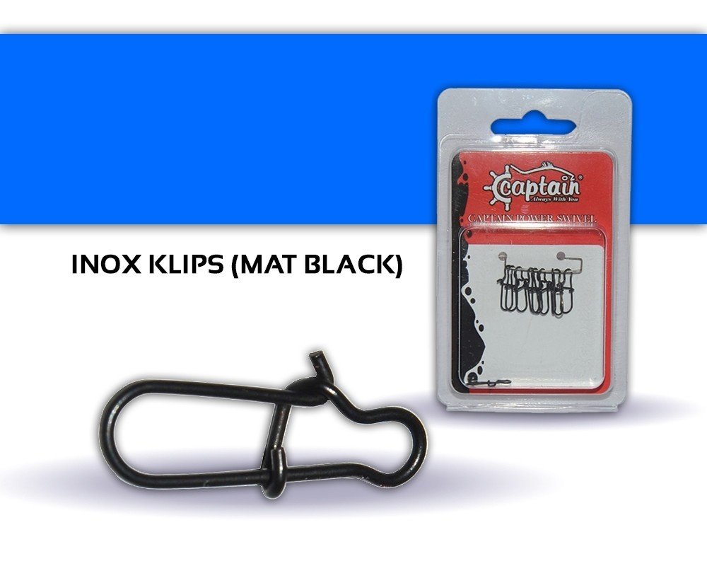 Captain 5016 Sahte Balık Klipsi Snap İnox 10'lu Paket Mat Black 1