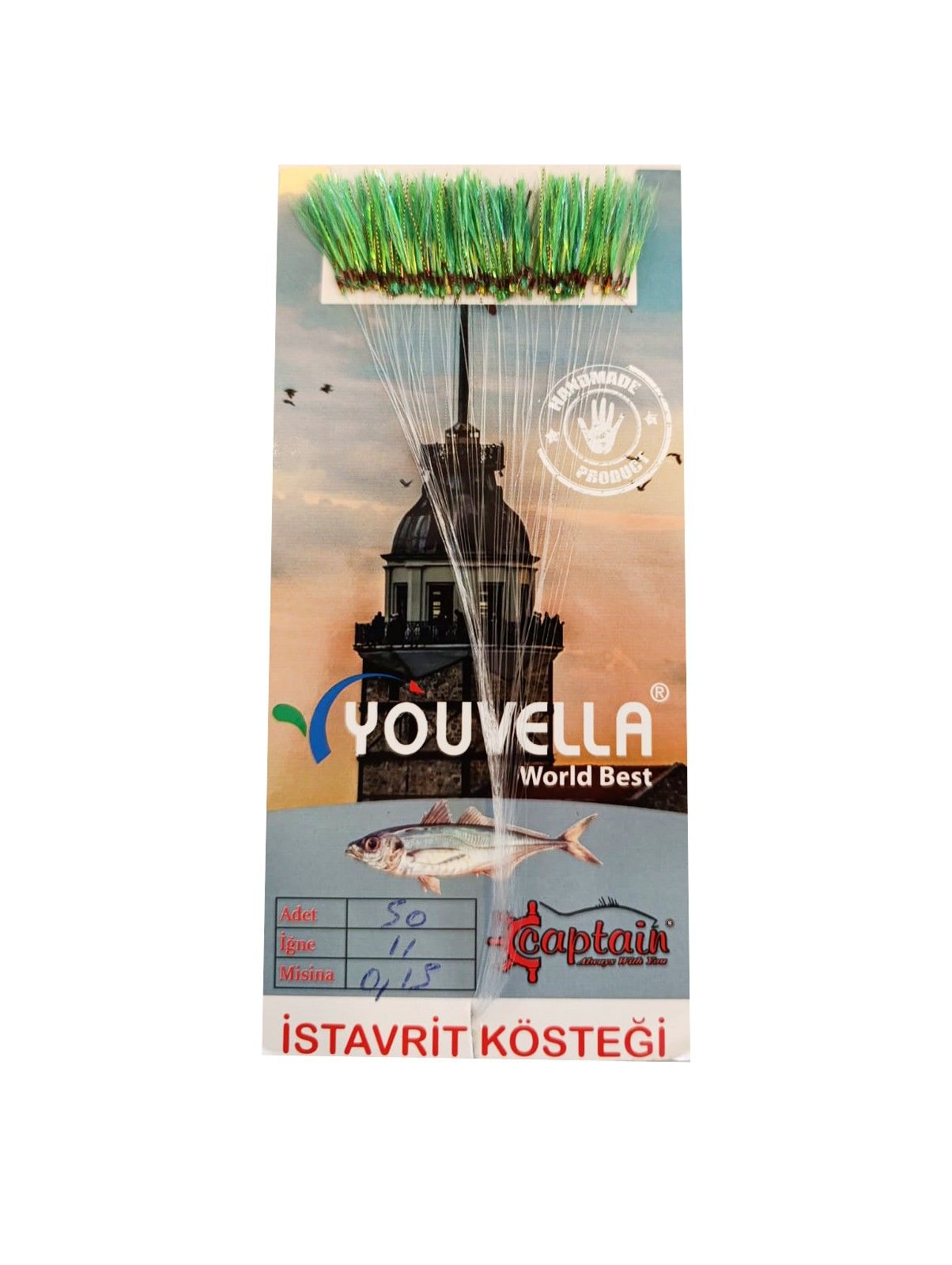 İstavrit Kösteği UV-GLOW Simli Youvella Kartonda 50 Sarı İğne 0.15mm Köstek 64