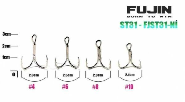 Fujin ST31 Üçlü Maket Balık Kancası Nickel 