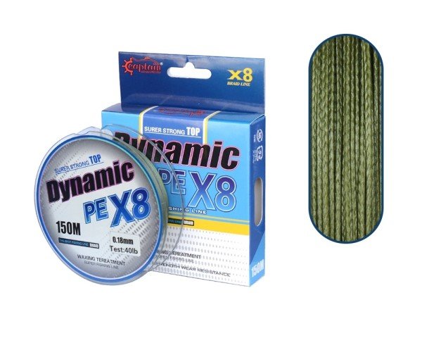 Captain Dynamic Soft PE 8 Örgü Spin İp Misina 150mt Yeşil 0.18 mm