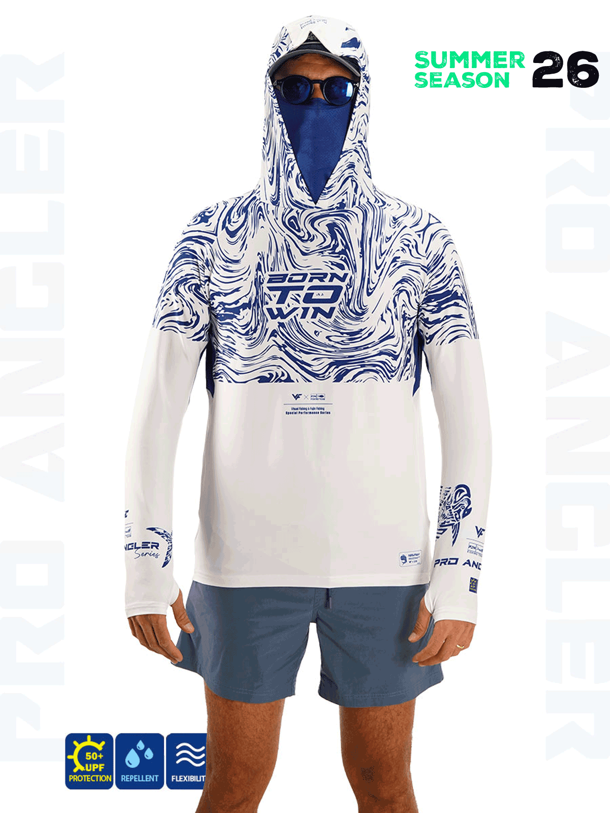 Fujin Pro Angler S26 BuffHoodie Izohips White Blue