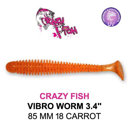 CRAZY FISH VIBRO WORM / 85 MM / COLOR: 18 CARROT