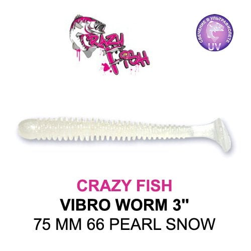 CRAZY FISH VIBRO WORM / 75 MM / COLOR:  66 PEARL SNOW