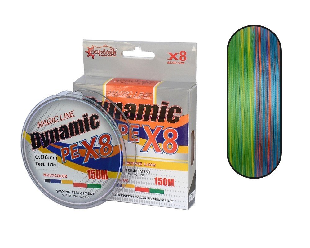 Captain Dynamic Soft PE 8 Örgü Spin İp Misina 150mt Multi Color 0.06 mm