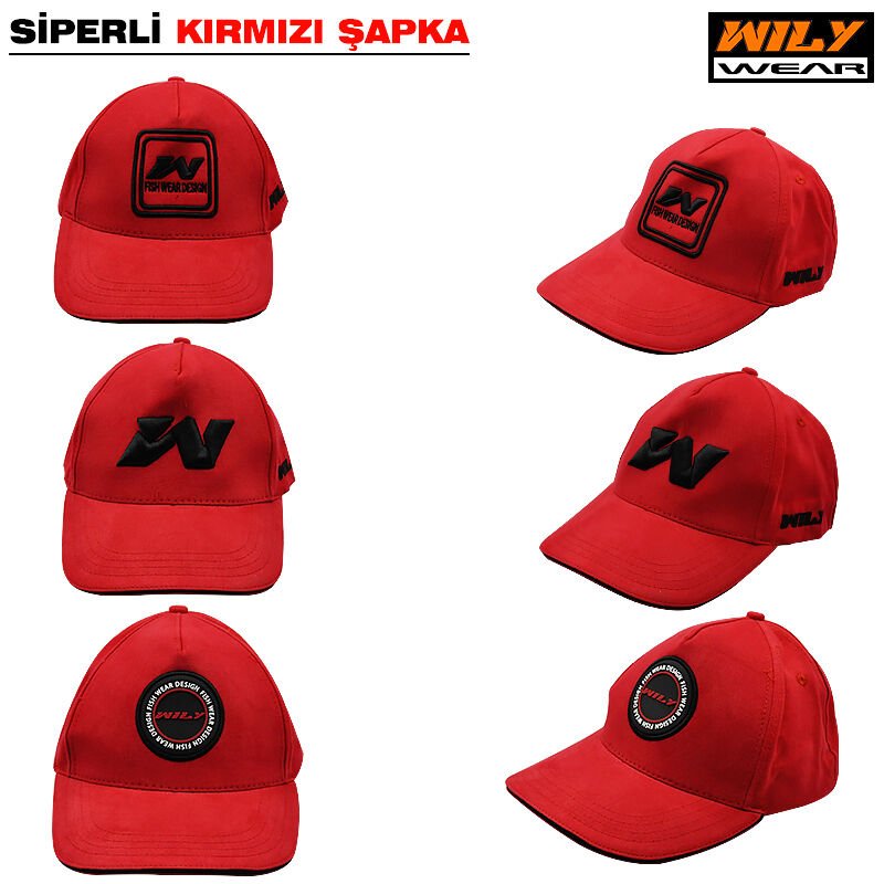 Wily Wear Sandviç Siperli Şapka Kırmızı Kare Logolu