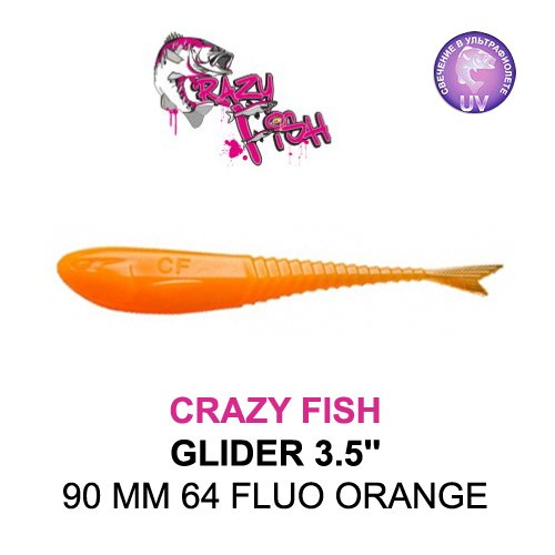 CRAZY FISH GLIDER 90 MM COLOR: 64 FLUO ORANGE