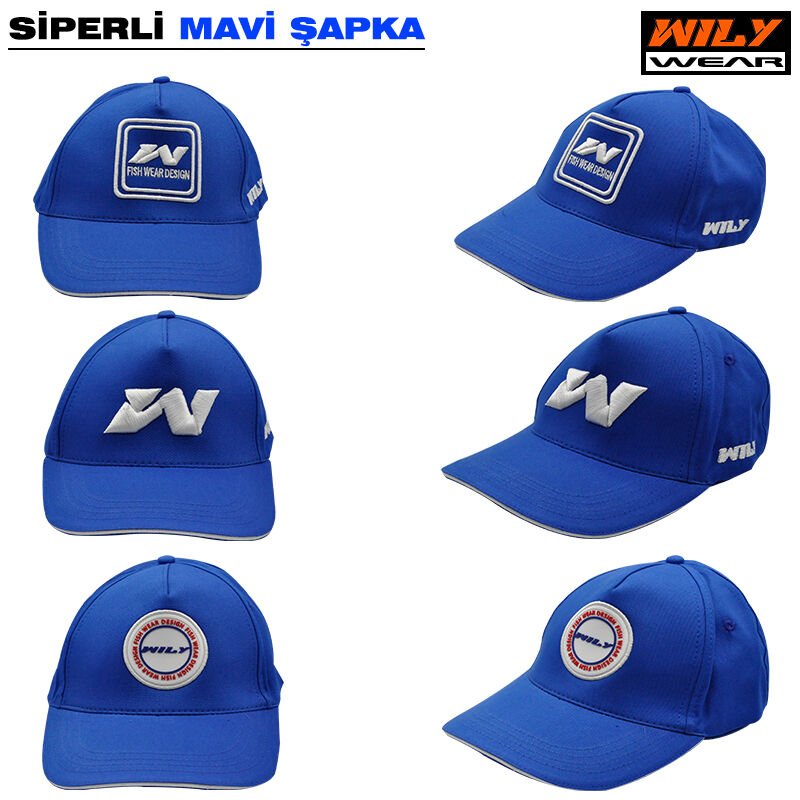 Wily Wear Sandviç Siperli Şapka Mavi Kare Logolu