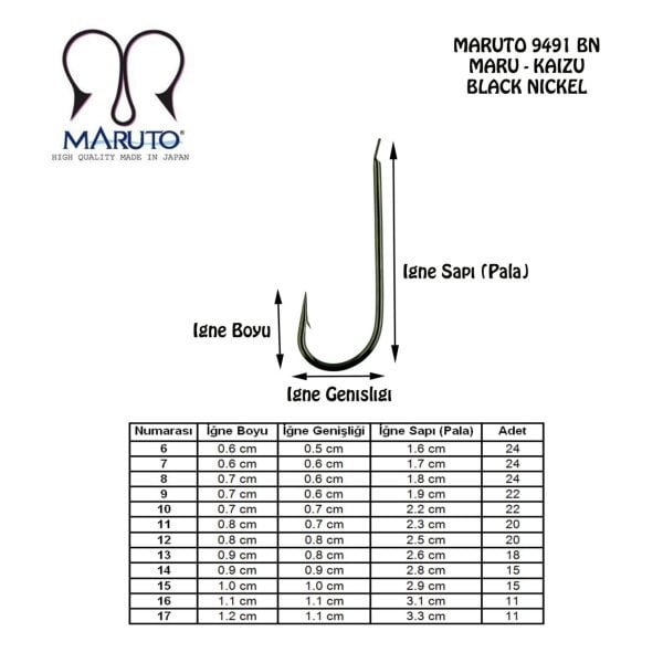 Maruto 9491 BN Düz Olta İğnesi No:8 (24Pcs)