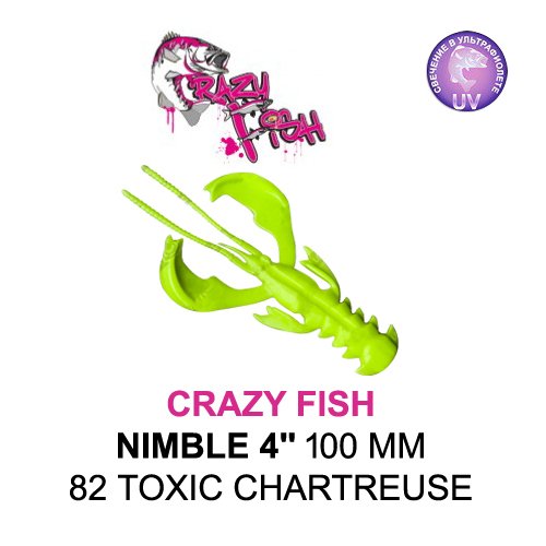 CRAZY FISH NIMBLE 100 MM COLOR: 82 TOXIC CHARTREUSE
