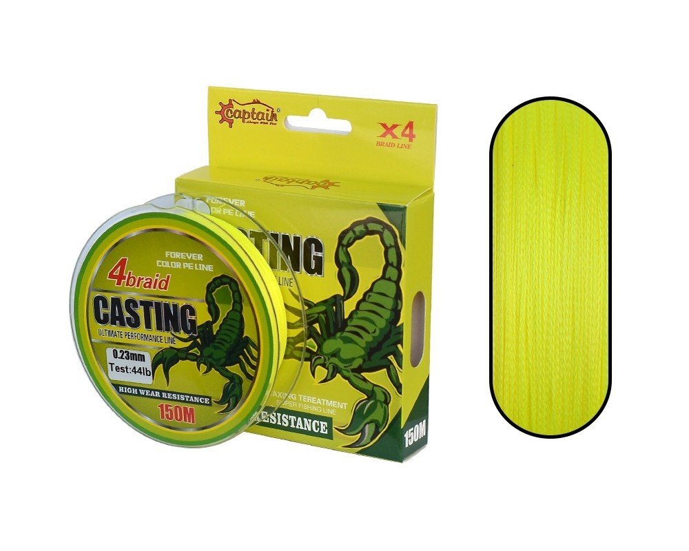 Captain Casting PE 4 Kat Spin İp Misina 150mt Sarı 0.23 mm