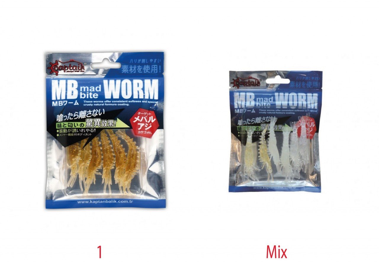 Captain 3531 Silikon Karides 6cm Suni Yem 6'lı Paket Mix