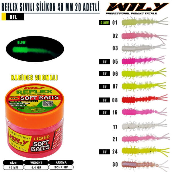 Wily Reflex Sıvılı Silikon  40 mm 20 Adetli