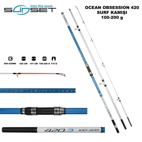 Ocean Obsession Power 420+ Kaido Asura 12000 3 Parçalı Surf Olta Seti
