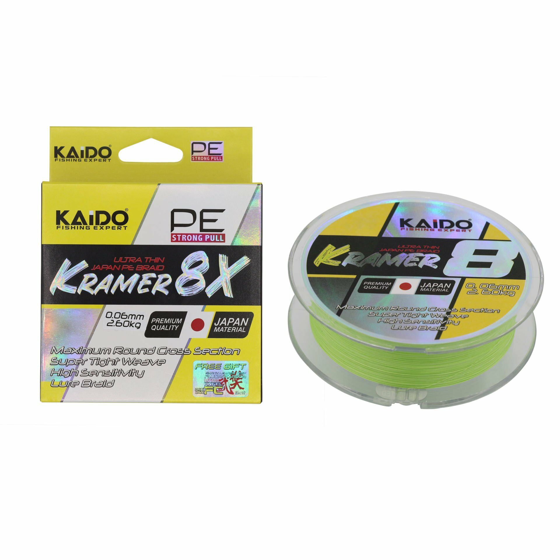 Kramer Japan 8X Braid 250 Mt Lime Green 0.12 mm