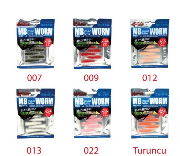 Captain 3518 Mad Bite Earth Worm 4 cm Aromalı LRF Silikon Yem 8'li Set 009