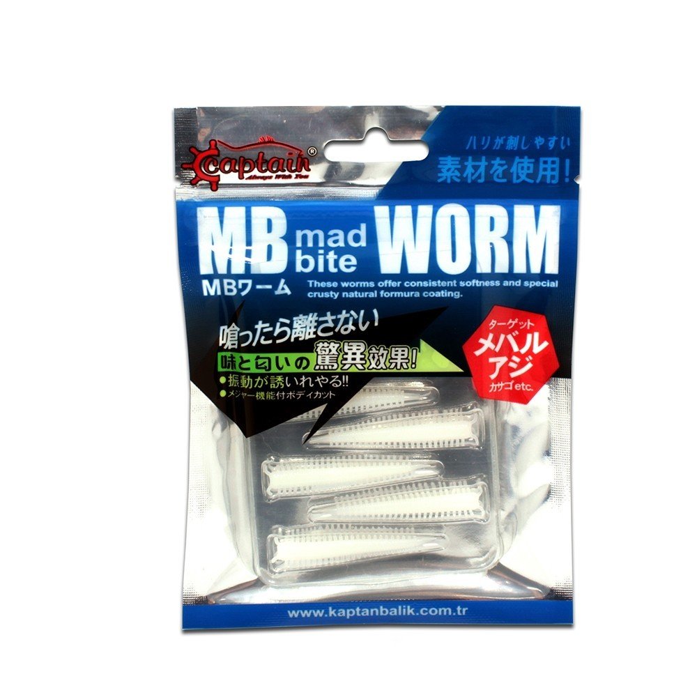 Captain 3518 Mad Bite Earth Worm 4 cm Aromalı LRF Silikon Yem 8'li Set 013