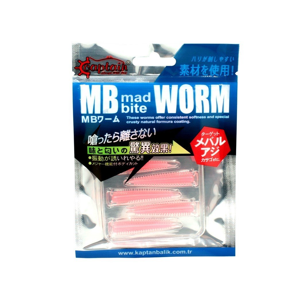 Captain 3518 Mad Bite Earth Worm 4 cm Aromalı LRF Silikon Yem 8'li Set 022
