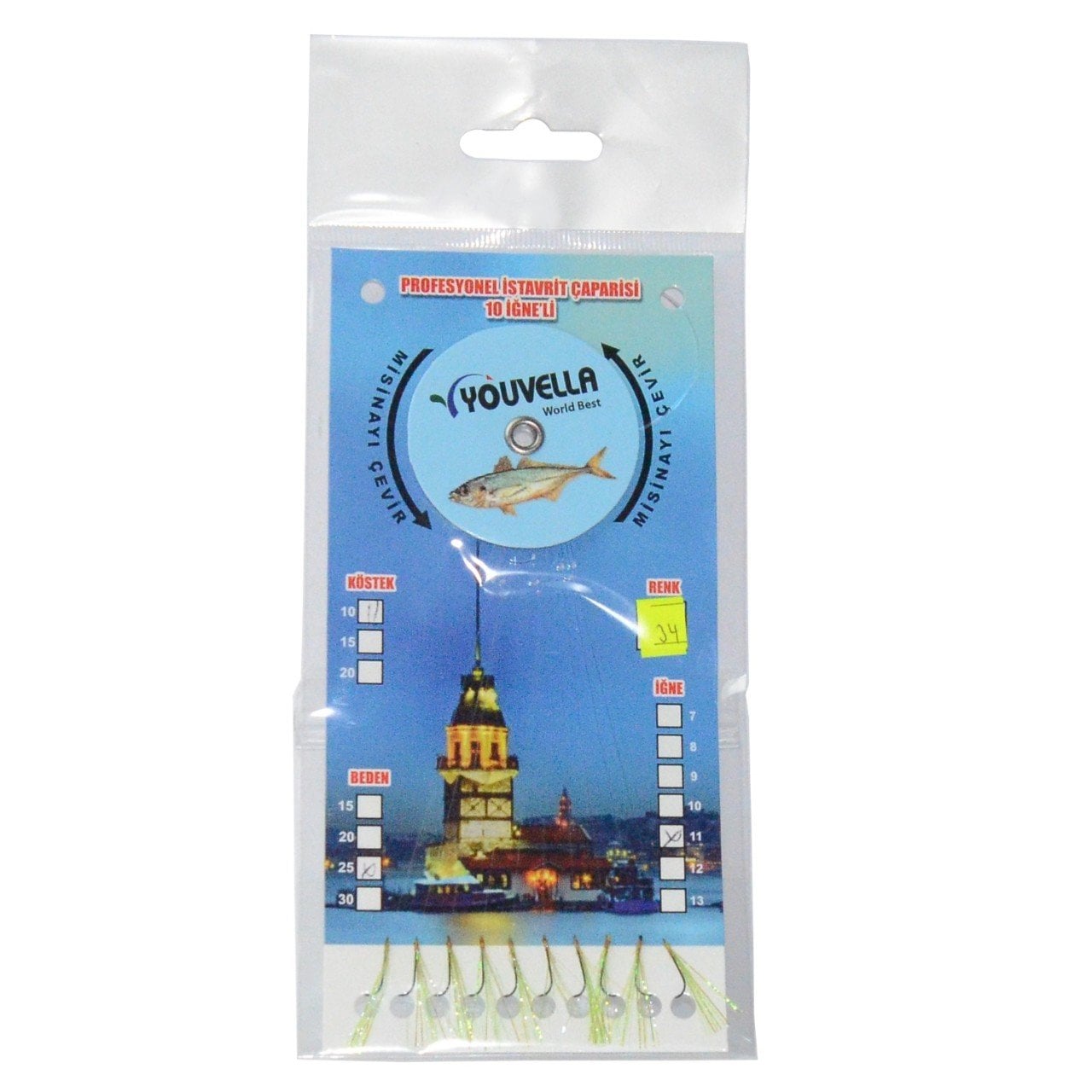 Youvella 7574 İstavrit Çaparisi 10 İğne Kolay Açılan 0.15x0.25mm 
