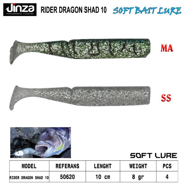 Jinza Rider Dragon Shad 100 mm 8 gr Silikon Balık PS