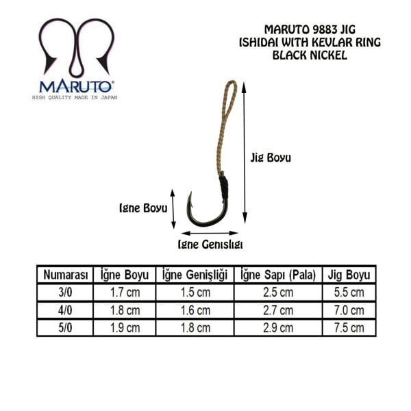 Maruto 9883 Siyah Nikel Jig İğnesi No:5/0 (2Pcs)