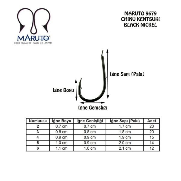 Maruto 9679NS Siyah Nikel Olta İğnesi No:3 (20Pcs)