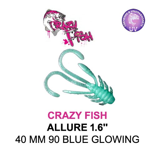 CRAZY FISH ALLURE 40 MM COLOR: 90 BLUE GLOWING