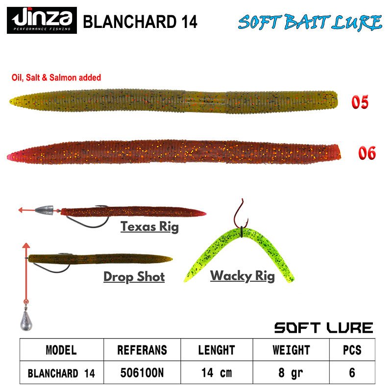 Jinza Hawk Blanchard 140 mm  8 gr Silikon Balık 6 Adet 05