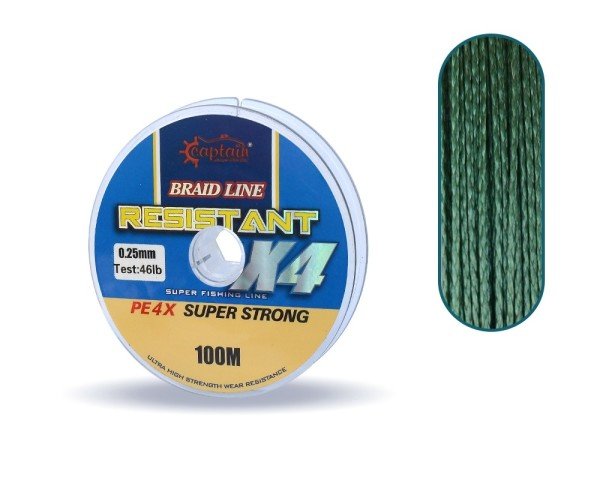 Captain Resistant PE 4 Kat İp Misina 100mt Yeşil 0.25 mm