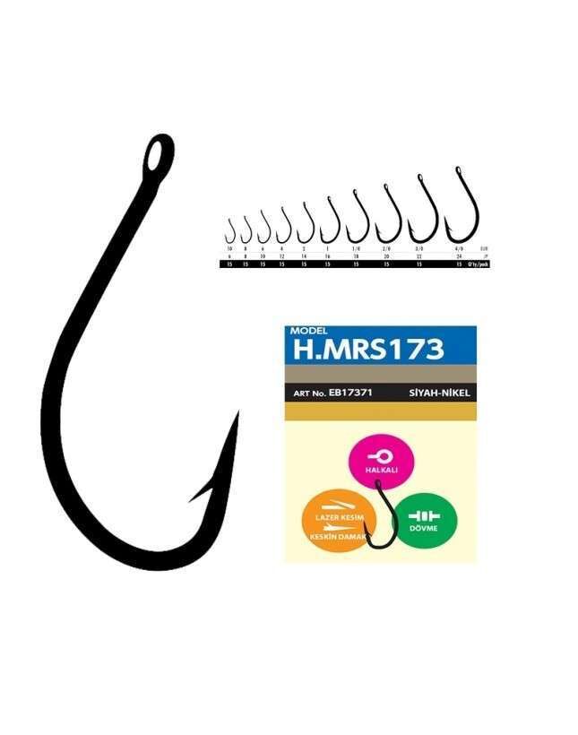 Hayabusa HMRS 173 Delikli Dövme Olta İğnesi 15li Paket Black Nikel