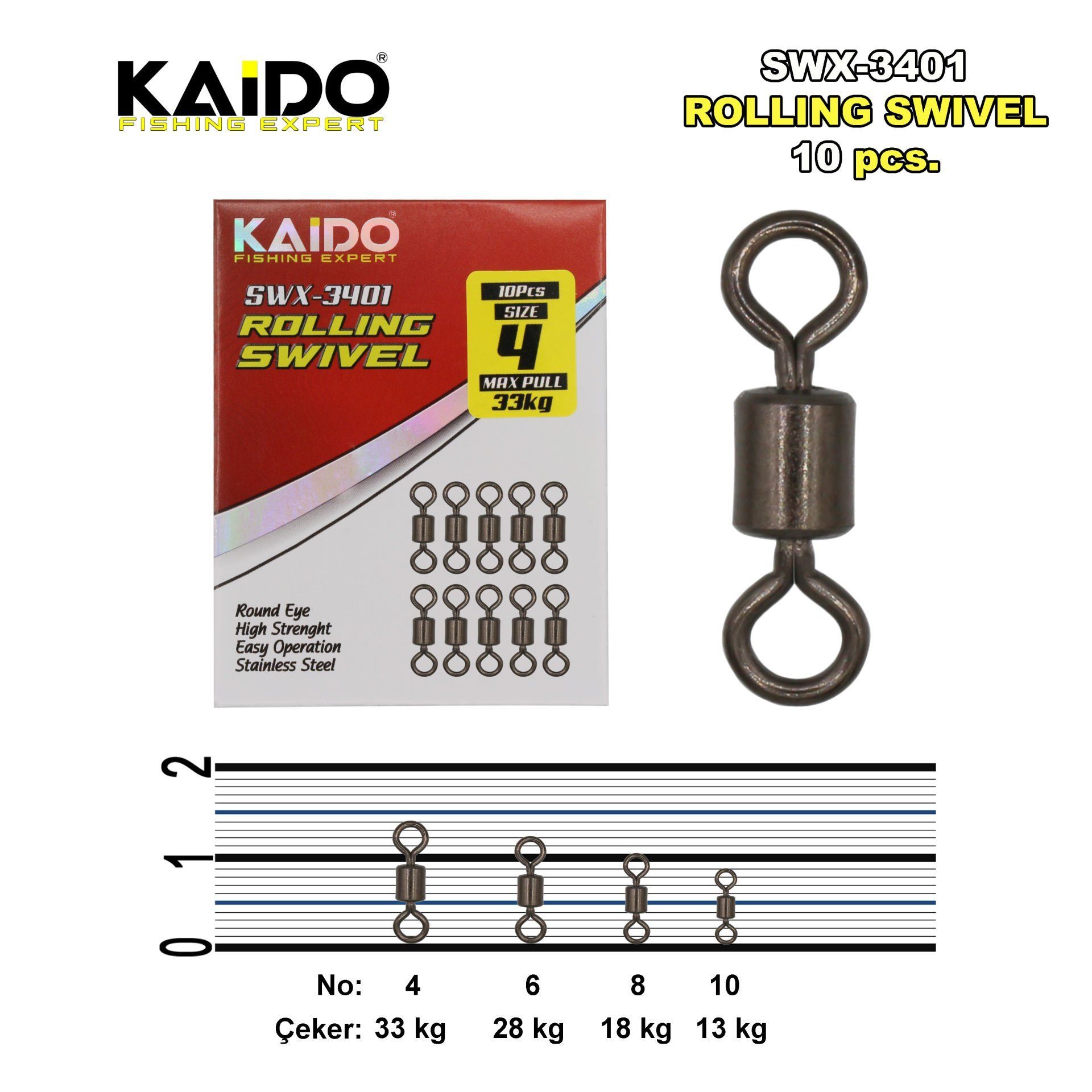 SWX-3401 Rolling Swivel (10 Pcs)