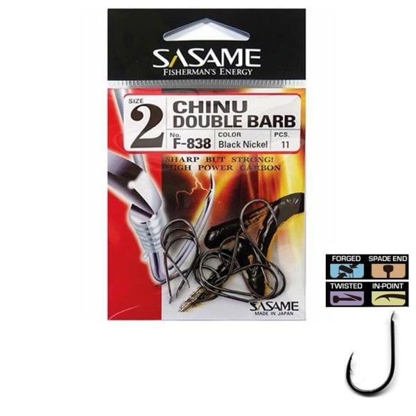 Sasame F-838 Chinu Double Barb Black Nickel İğne
