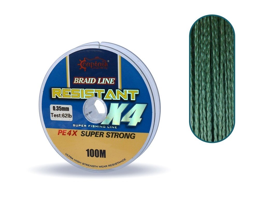 Captain Resistant PE 4 Kat İp Misina 100mt Yeşil 0.35 mm