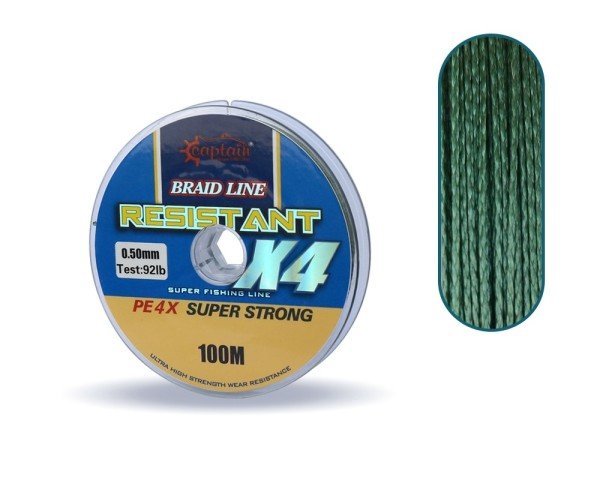 Captain Resistant PE 4 Kat İp Misina 100mt Yeşil 0.50 mm