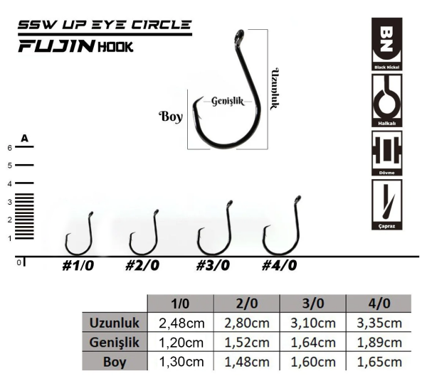 Fujin SSW Up Eye Circle Delikli Yemli Kancası 