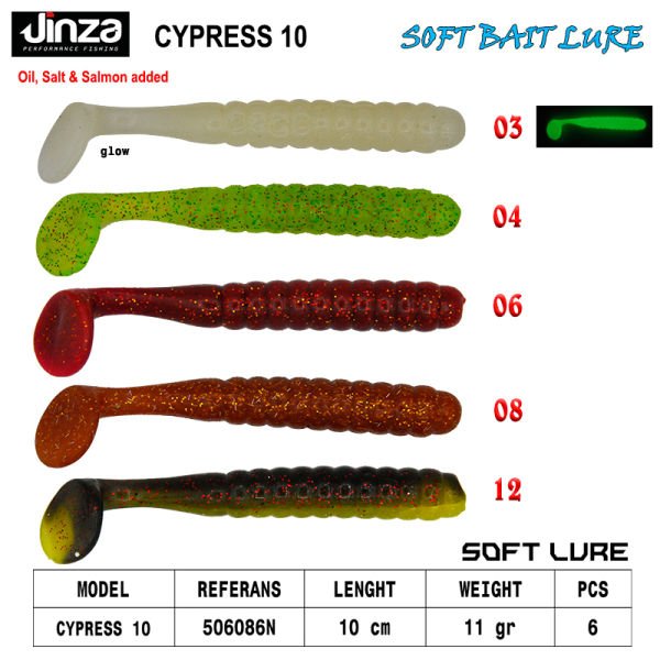 Jinza Hawk Cypress 100 mm  11 gr Silikon Balık 6 Adet 04