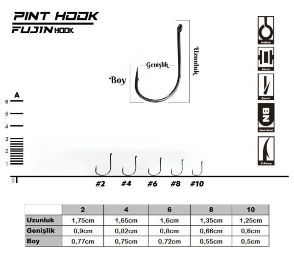 Fujin Pint Hook Çapraz Delikli Olta Kancası 