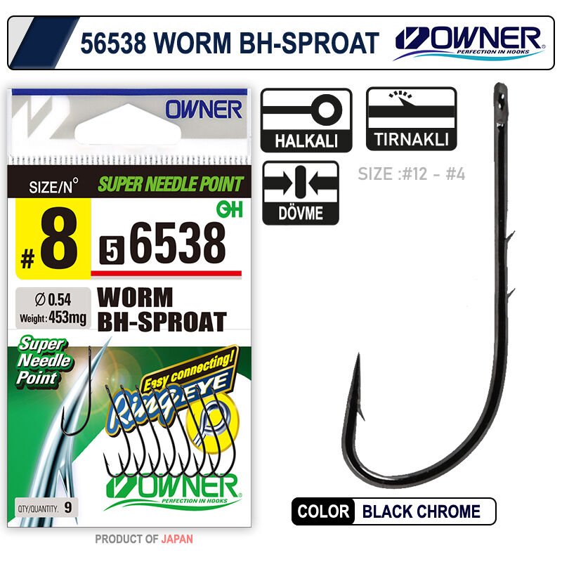 Owner 56538 Worm Bh-Sproat Black Chrome İğne 10