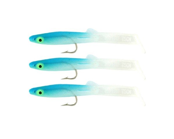 Captain 3525 Eel Fish 7.5cm Silikon Zargana Suni Yem 3'lü Paket E23 Blue