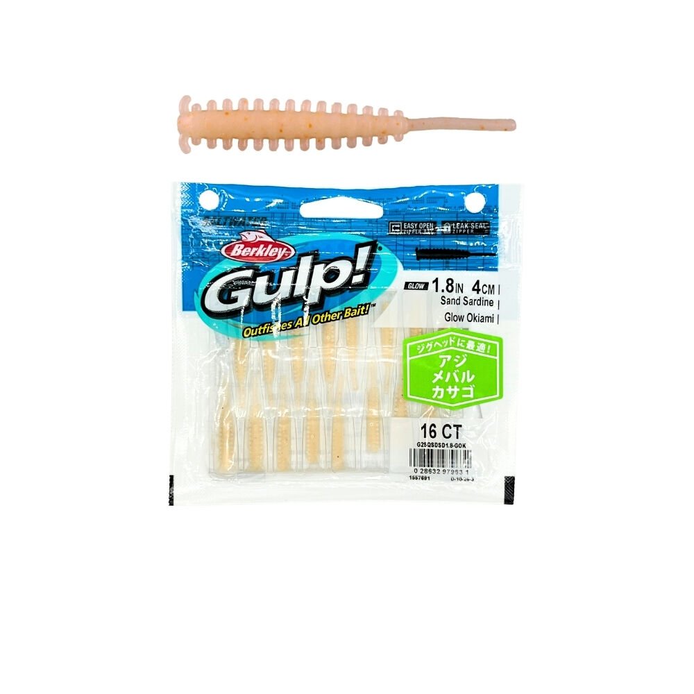 Berkley Gulp Sand Sardine Sahte Yemi GLOW OKİAMİ - 4 CM 16 LI