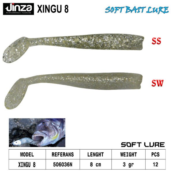Jinza Hawk Xingu 80 mm 3 gr Silikon Balık 12 Adet SW