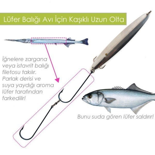 Captain Uzun Olta 2 İğneli Kaşıklı Lüfer Takımı