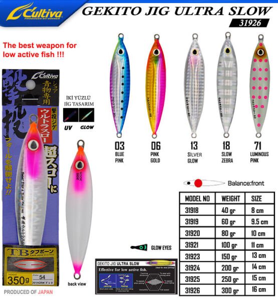 Cultiva 31926 Gekito Jig Ultra Slow 350g 16cm